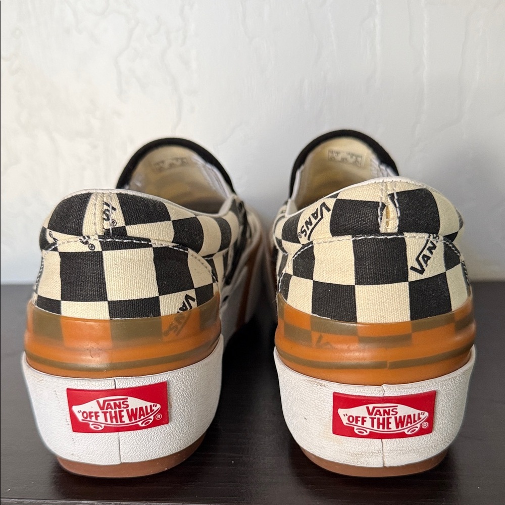 Vans Women's Stacked Checkerboard Slip-On Shoes - Black and White - Size 8.5 - Picture 5 of 11